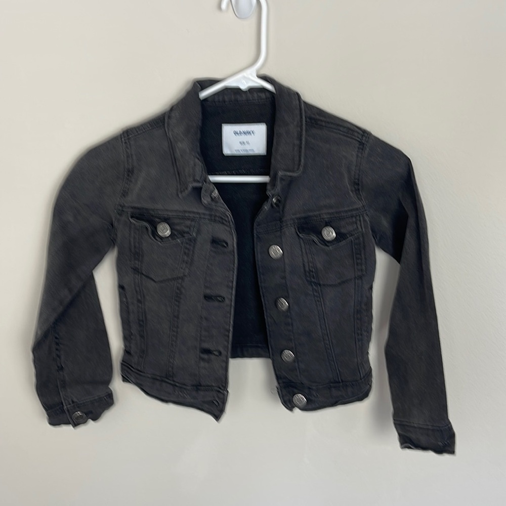 black denim jacket, old navy size 6-7